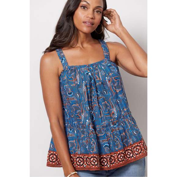 CLEOBELLA NWT Daya Organic Cotton Sleeveless Tank Top in Lazuli Blue // S - Picture 14 of 14